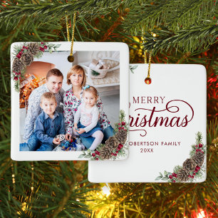 Foto för skriptfamiljen Rustic God jul Julgransprydnad Keramik