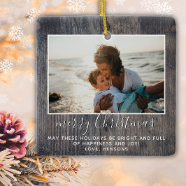 Foto för skriptfamiljen Rustic Wood God jul Julgransprydnad Keramik