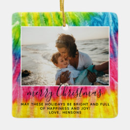 Foto för skriptfamiljen Vivid Tie Dye God jul Julgransprydnad Keramik