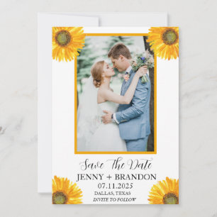 Foto för solblommor Elegant Modern Rustic Blommigt Spara Datumet