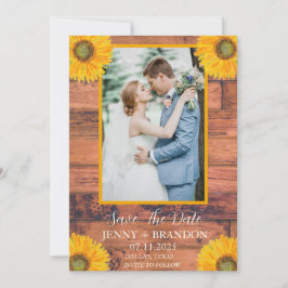 Foto för solblommor Elegant Modern Rustic Blommigt Spara Datumet