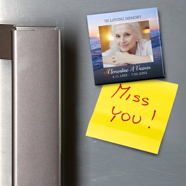 Foto för solnedgångssymbol - likhetstecken magnet (Sunset Beach Sympathy Photo Magnet)