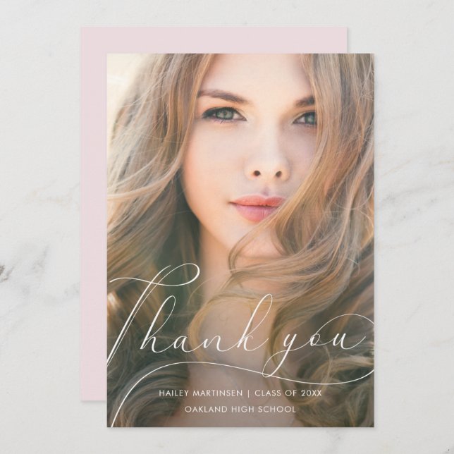 Foto för  Studenten Tack med elegant-skript (Fram/baksida)