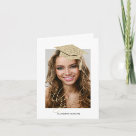 Foto för Studentmössa i guld Glitter Tack Kort