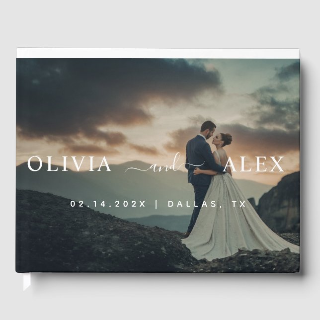 Foto för svart och vit Personlig Bröllop Gästböcker (Framsida)