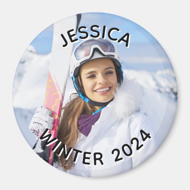 Foto för svartvit böjd textfamilj magnet (Framsidan)