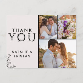 Foto för Tack för blommigt-typografi Vykort