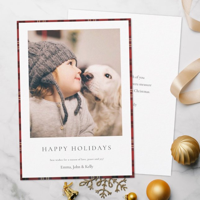 Foto för Tartan Anpassningsbar-familjen med enkel  Julkort (Skapare uppladdad)