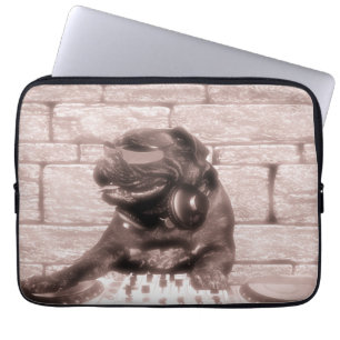 Foto för tech för bulldogg för DJ-musikhund Laptop Sleeve