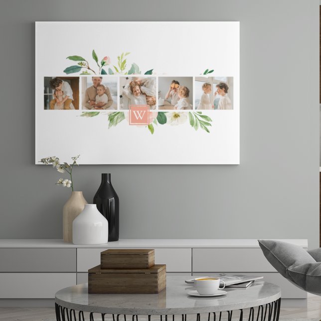 Foto för Trendig Collage Family med blommor och gå Canvastryck (Skapare uppladdad)