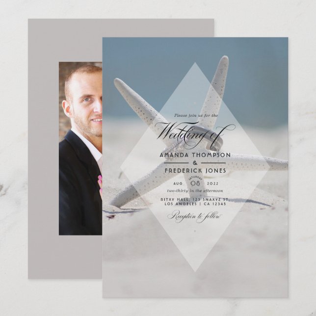 Foto för Tropical Summer Beach Wedding Inbjudningar (Fram/baksida)