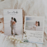 Foto för tropisk beach-bröllop tack kort<br><div class="desc">Tack,  kärlek   tack,  2 foto bröllop tack du kort. Funktioner,  vattenfärgsstrandscen och malltext linjer för ditt namn- och personlig-meddelande på ljusbeige färg-bakgrund.</div>
