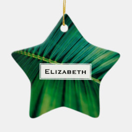 Foto för tropisk skog från grönt Löv Julgransprydnad Keramik