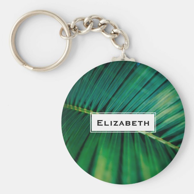 Foto för tropisk skog från grönt Löv Nyckelring (Framsidan)