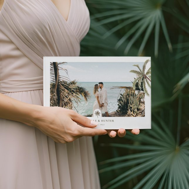 Foto för tropisk vattenfärg Handflatan Träd Bröllo Gästböcker (Tropical Watercolor Palm Trees Wedding Photo Guest Book)