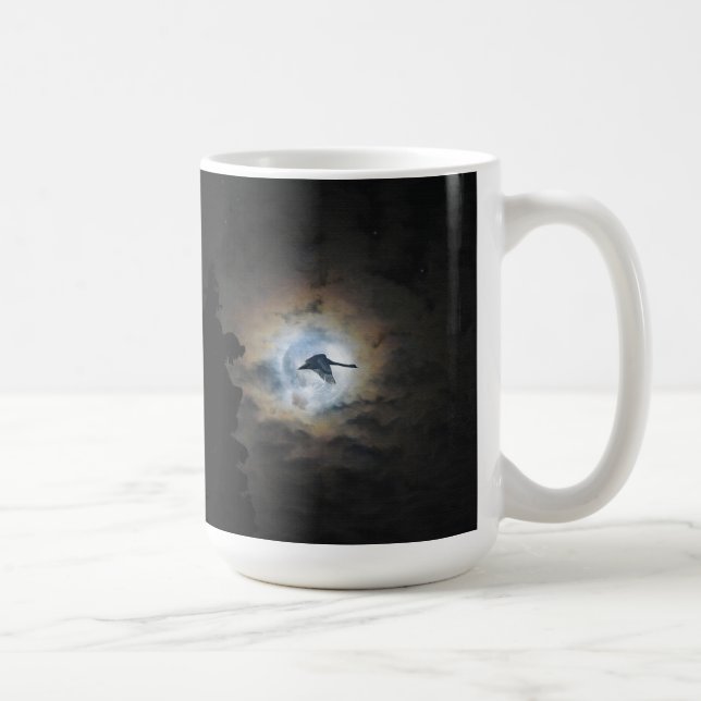 Foto för trumpetaresvan- och fullmånedjurliv kaffemugg (Höger)