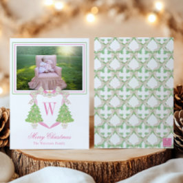Foto för Vapenskölden Watercolor Julgran Monogram Julkort