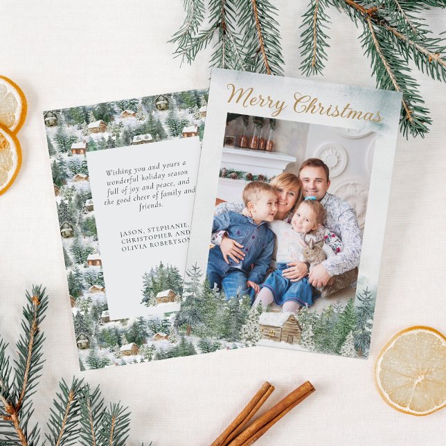 Foto för vattendfärg Rustic Woodland-juljullåk Julkort (Skapare uppladdad)