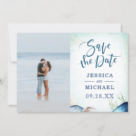 Foto för vattendfärgskassett Seashell Calligraphy Spara Datumet