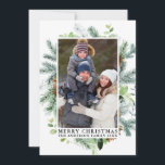 Foto för vattenfärgen Gräs Ram God jul Julkort<br><div class="desc">Modern Elegant Watercolor Grönt Gräs Ram och Gräs Cones Photo God jul Helgdag Card</div>