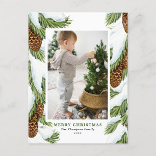 Foto för vattenfärgen Pinecones God jul Helg Vykort