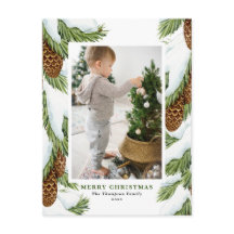 Foto för vattenfärgen Pinecones God jul