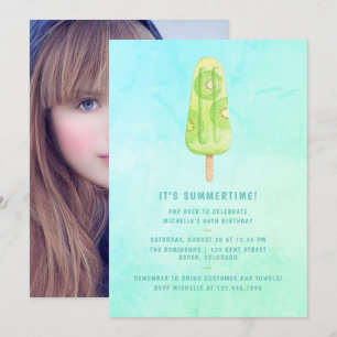 Foto för vattenfärgen Popsicle Summer Födelsedagsf Inbjudningar