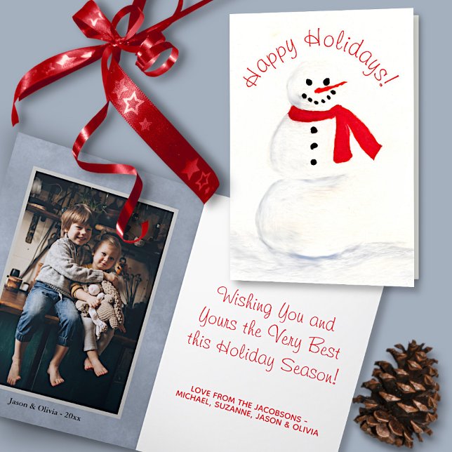 Foto för vattenfärgen Snögubbe Cute Glad helg (In Situ with Decorartions)