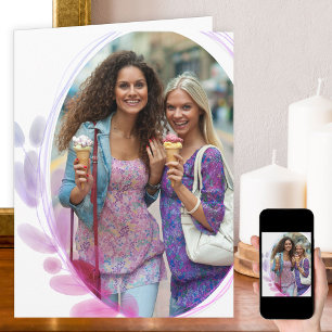 Foto för vattenfärgsbildruta i Löv för valfritt Ti Kort