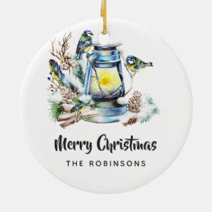 Foto för vattenfärgsfamiljen Lantern-familjen Julgransprydnad Keramik