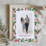 Foto för vattenfärgsfestive Greenery och Winterber Helgkort<br><div class="desc">Glad helg! Skicka varmt säsong önskemål med vårt fotokort för anpassade, med en vacker vattenfärgdesign av röda vinterbär och lush greenery. Anpassa med ditt favoritfoto och ett anpassningsbar-meddelande för att skapa en unik Julhälsningar som säkert gör det lättare för familj och vänner att äta. Det här färgbildskortet för helgdag är...</div>
