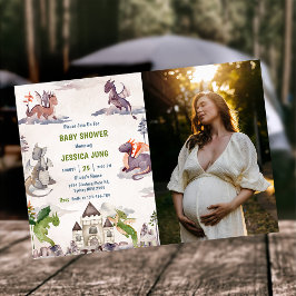 Foto för vattenfärgskål Dragon Baby Shower Inbjudningar