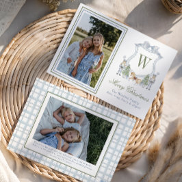 Foto för vattenfärgsmonogram Initial Nutcracker-Va Julkort