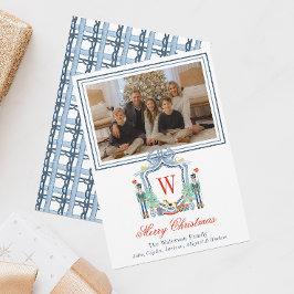 Foto för vattenfärgsmonogram Initial Nutcracker-Va Julkort