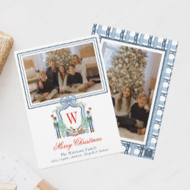 Foto för vattenfärgsmonogram Initial Nutcracker-Va Julkort