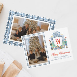 Foto för vattenfärgsmonogram Initial Nutcracker-Va Julkort