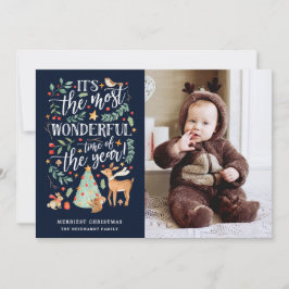 Foto för vattenfärgsskog, Mest underbart, tidsinst Julkort