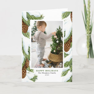 Foto för vattenfärgssnö Pinecones Glad helg