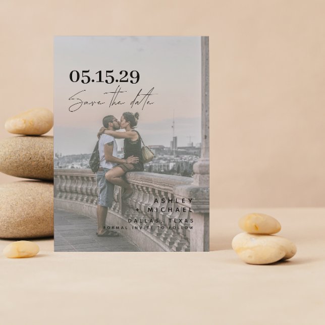 Foto för Vellum-utseende QR-kodtypsdiagram Spara Datumet (Set the Date! Elegant Wedding Save-the-Date 💌💍 [Personalize & Send])