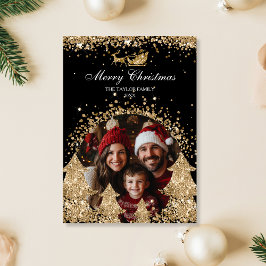 Foto för Vinter-Eleganten Guld Glitter Julgran Inbjudningar