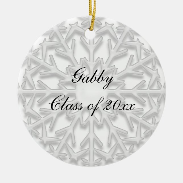 Foto för vitSnowflakestudenten Julgransprydnad Keramik (Framsidan)