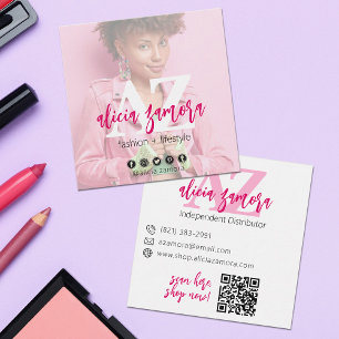Foto för Viva Modern Magenta Social Influencer Anp Fyrkantigt Visitkort