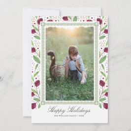 Foto för Watercolor Berry Ram Glad helg Julkort