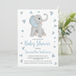 Foto för Watercolor Blue Elephant Boy Baby Shower Inbjudningar