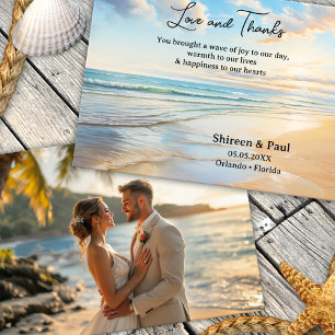 Foto för Watercolor Elegant Beach Wedding Tack Kort