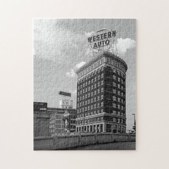 Foto för western automatisk signering av svartvitt pussel (Vertikal)