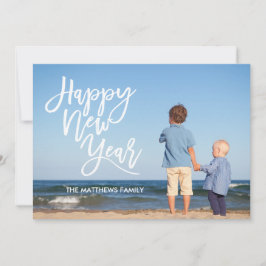 Foto för White Push Script Gott nytt år Julkort