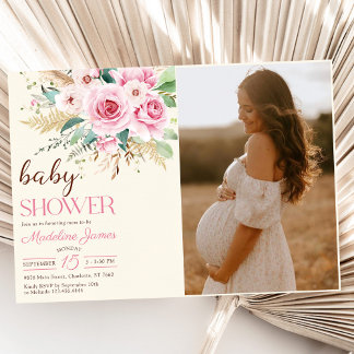 Foto för Wildblomma Blommigt Baby Shower Photo Inbjudningar