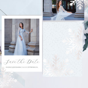 Foto för Winter Snö Blue Quinceanera Calligraphy Spara Datumet