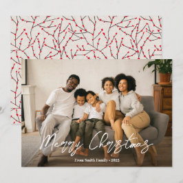 Foto för Winterberry Mönster-familjen i elegant-sk Julkort